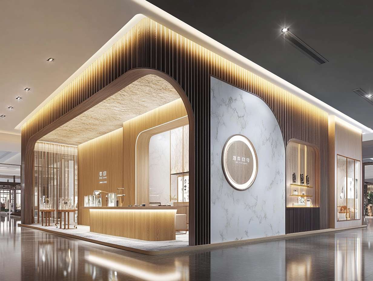 出一份北京老字号展会的展台设计方案，面积180平米，20米*9米，三面长 --ar 4:3 --v 6.1 --stylize 100 --fast