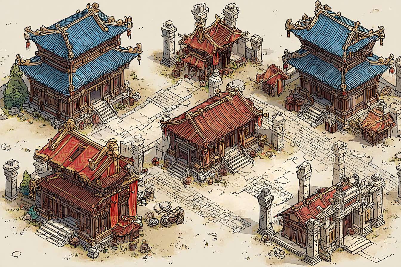 https://img-xpc-mj0.xpccdn.com/prod/txt2img/144f5ec5-9a55-4be7-9749-c0984c71c99f/5e9f5d0e-417f-42b8-989d-05ef72a9c695_0_2.png~tplv-5yakomv5zn-auto-v1%3A1024%3A0%3Aq75.jpg 生成类似风格的战国时期建筑，空白背景，俯视视角 --ar 3:2 --v 7 --stylize 100 --fast --iw 1 --sref https://img-xpc-mj0.xpccdn.com/prod/txt2img/96b61c3a-342f-422f-a5e9-39b32dc574c7/ab983f11-d845-473e-b81b-8a352f21f7cf_0_0.png~tplv-5yakomv5zn-auto-v1%3A1024%3A0%3Aq75.jpg https://img-xpc-mj0.xpccdn.com/prod/txt2img/90ebc8c3-a77e-4a22-857b-e8fd3136ba5b/19d8bffe-75a0-47e5-8e6a-b367a0780b8e_0_3.png~tplv-5yakomv5zn-auto-v1%3A1024%3A0%3Aq75.jpg::4.4 --sw 270 --no 水印