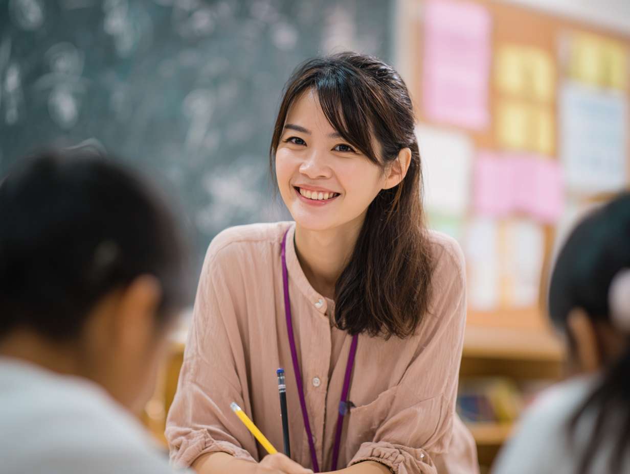 家教老师 女 温柔知性 端庄贤淑  在室内 学生家 一个学生 指导学习 正面镜头 --ar 4:3 --v 7 --stylize 100 --fast --no 水印