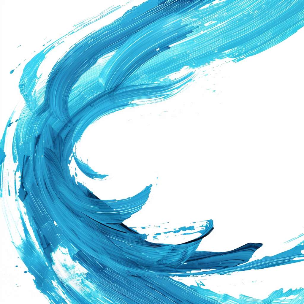 Cyan energy currents flowing from upper left to lower right in brushstroke style, converging where profile text will appear, ultra high contrast with pure white background, no text --ar 1:1 --v 6 --stylize 100 --fast