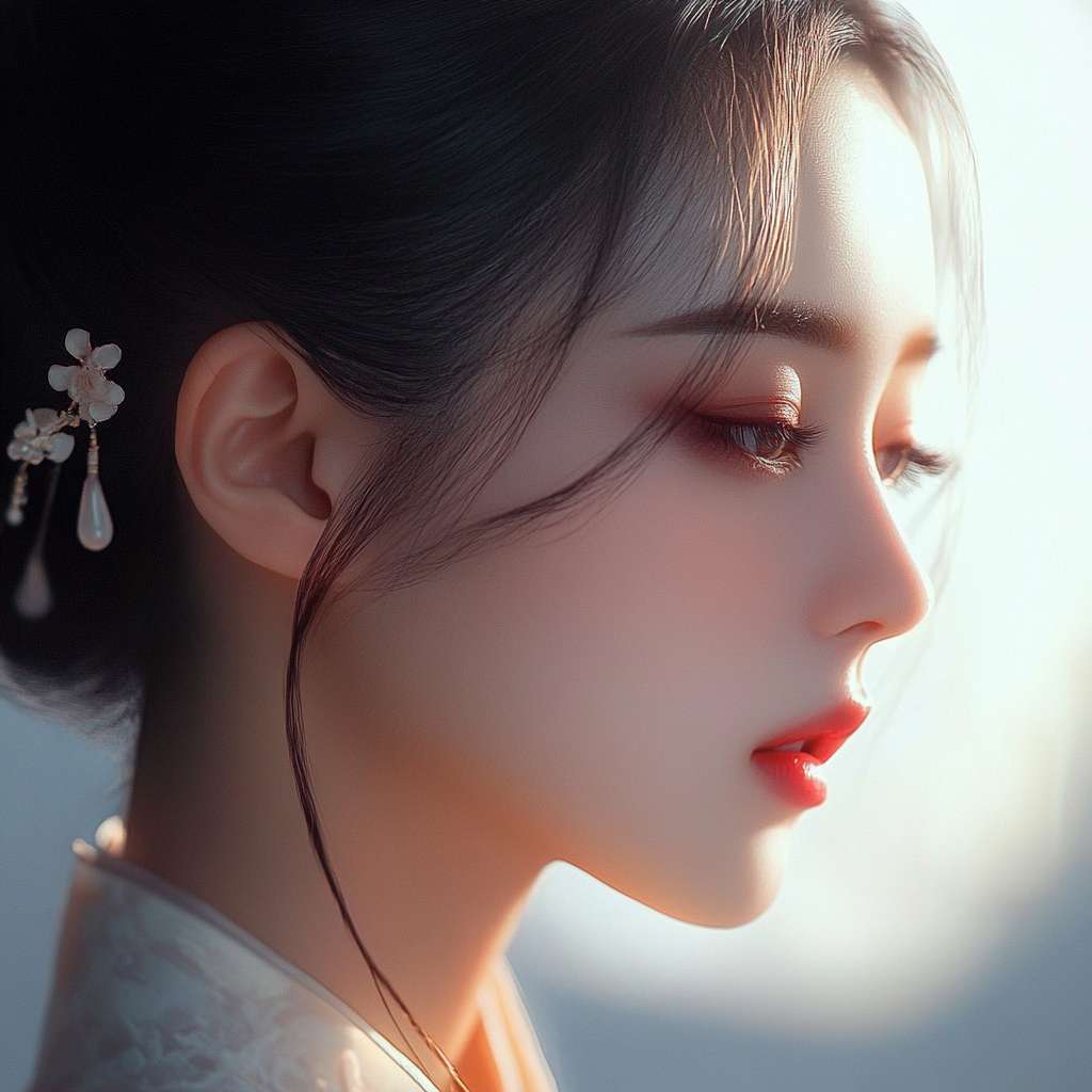 中国侧脸美女模特 --ar 1:1 --v 6.1 --stylize 100 --fast