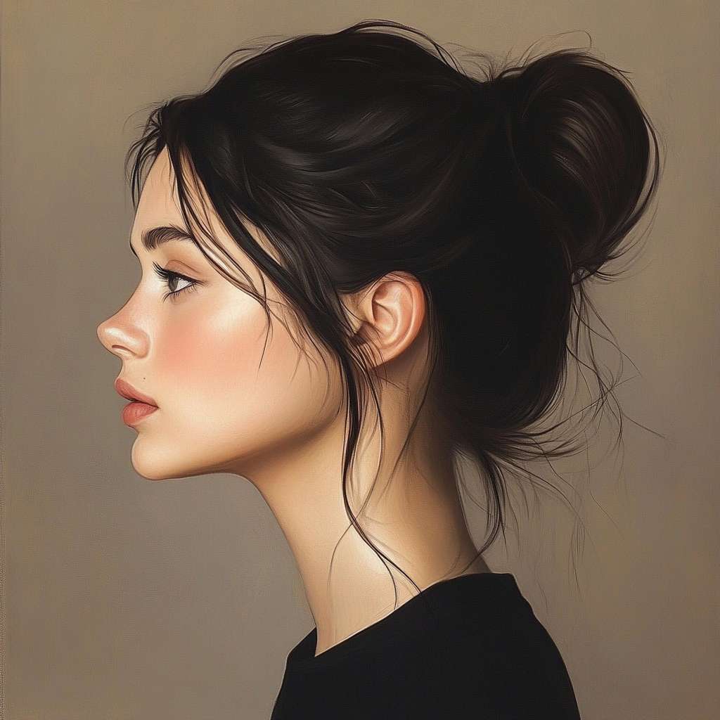 给我一些女性头像唯美的侧脸 --ar 1:1 --v 6.1 --stylize 100 --fast