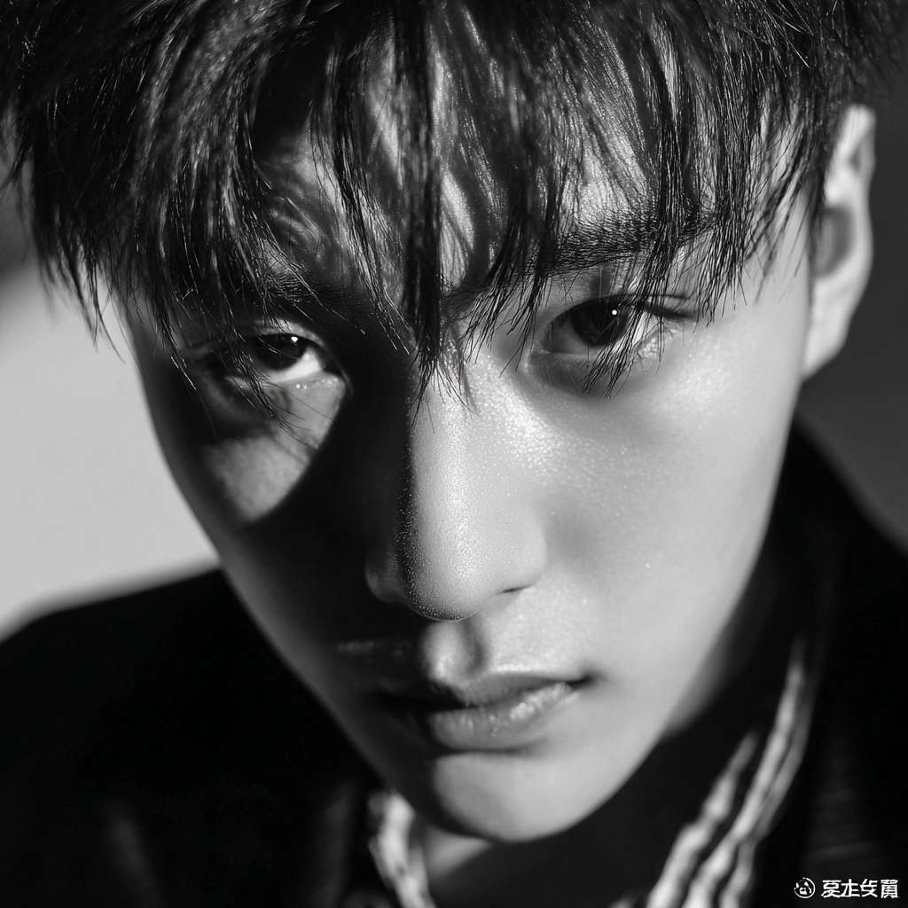 眉眼特征‌：眉毛散乱，上鼻梁微凸，额头倾斜；
‌面部比例‌：额头较宽大，眼睛圆大且眉毛浓密；
‌气质特征‌：目光灼灼逼人，整体面容被描述为"短小精悍" --ar 1:1 --v 7 --stylize 100 --fast --no 水印