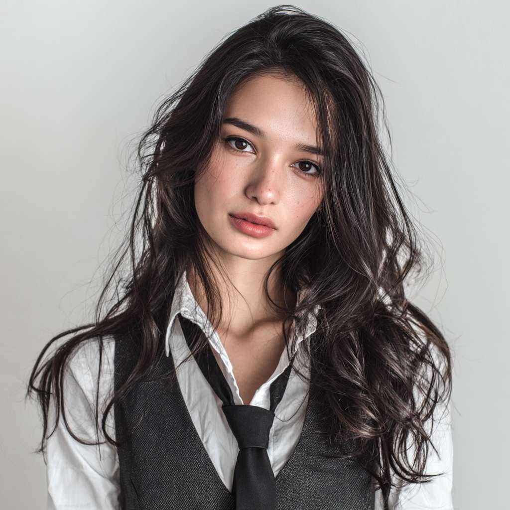 咖啡馆里三个时尚的女士并肩而坐，桌对面是一个男性保险代理人，右边的女孩眼神有些嫌弃，左边的女孩在批评她，中间的女孩看着男性保险代理人，表情有些抱歉。镜头从保险代理人右侧后方拍摄，能看到代理人的后背，和三个女生的正面 --ar 1:1 --v 7 --stylize 100 --fast --no 水印