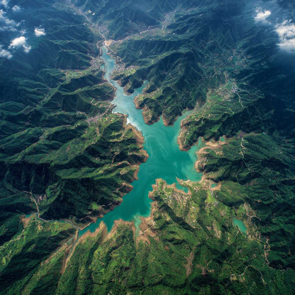 西昌地标邛海17度航拍照片 --ar 1:1 --v 7 --stylize 100 --fast --no 水印