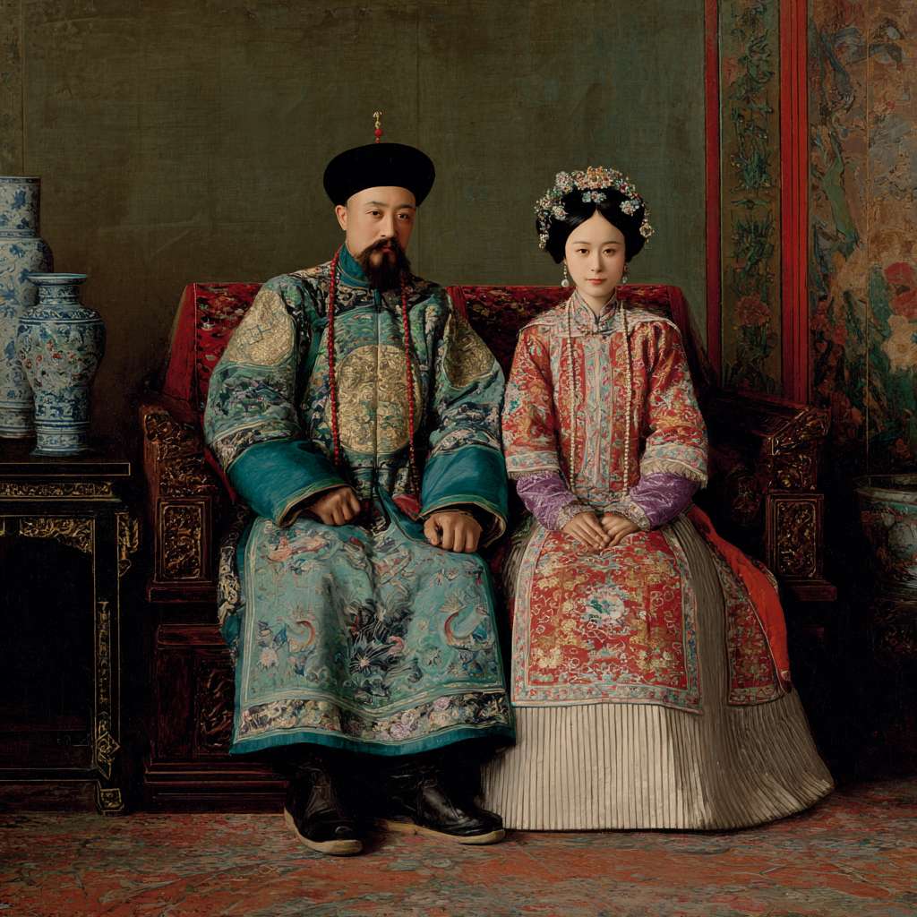 乱世错爱宫廷风 --ar 1:1 --v 7 --stylize 100 --fast --no 水印