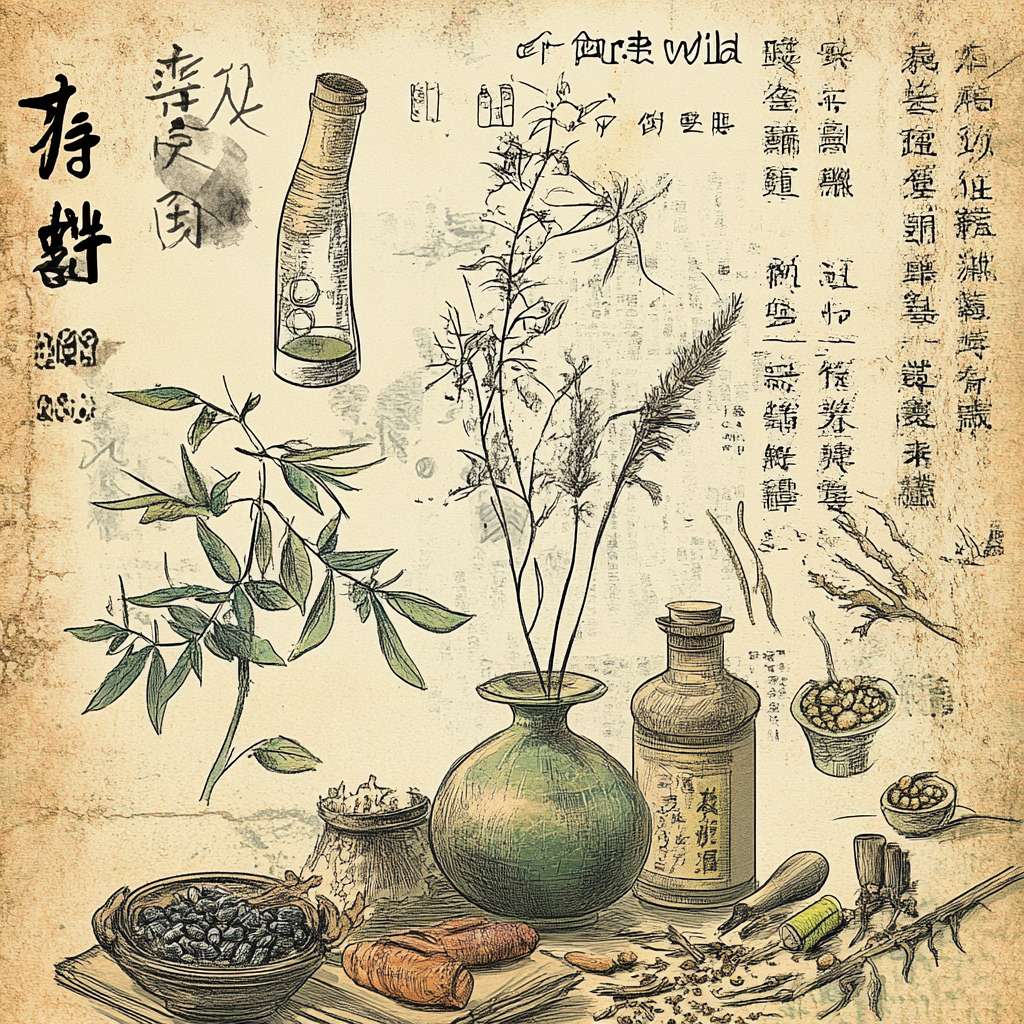 探索中醫藥：結合「綠野遊蹤」的形式，透過自然探索同遊戲，讓學生尋找同學習中醫藥的知識同診療技術，將中醫知識融入戶外體驗當中。 --ar 1:1 --v 6.1 --stylize 100 --fast