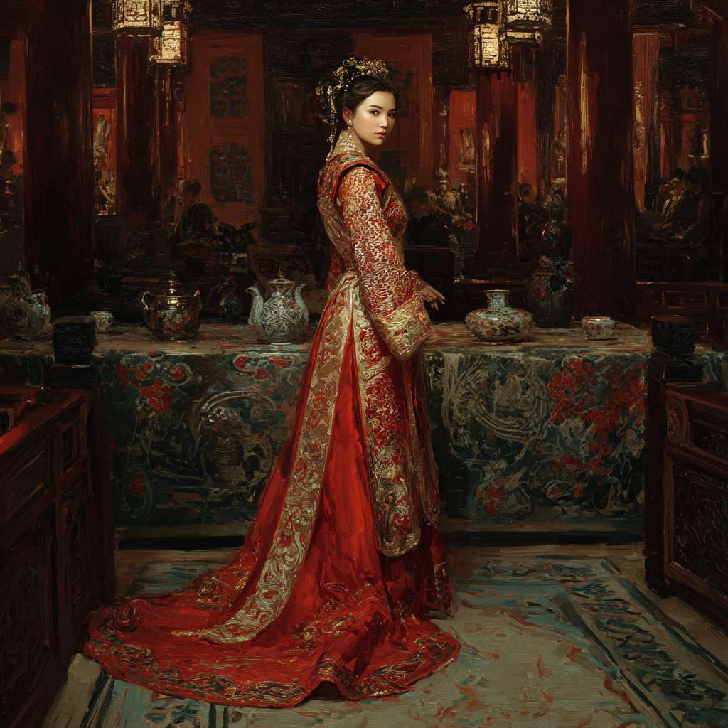 乱世错爱宫廷风 --ar 1:1 --v 7 --stylize 100 --fast --no 水印