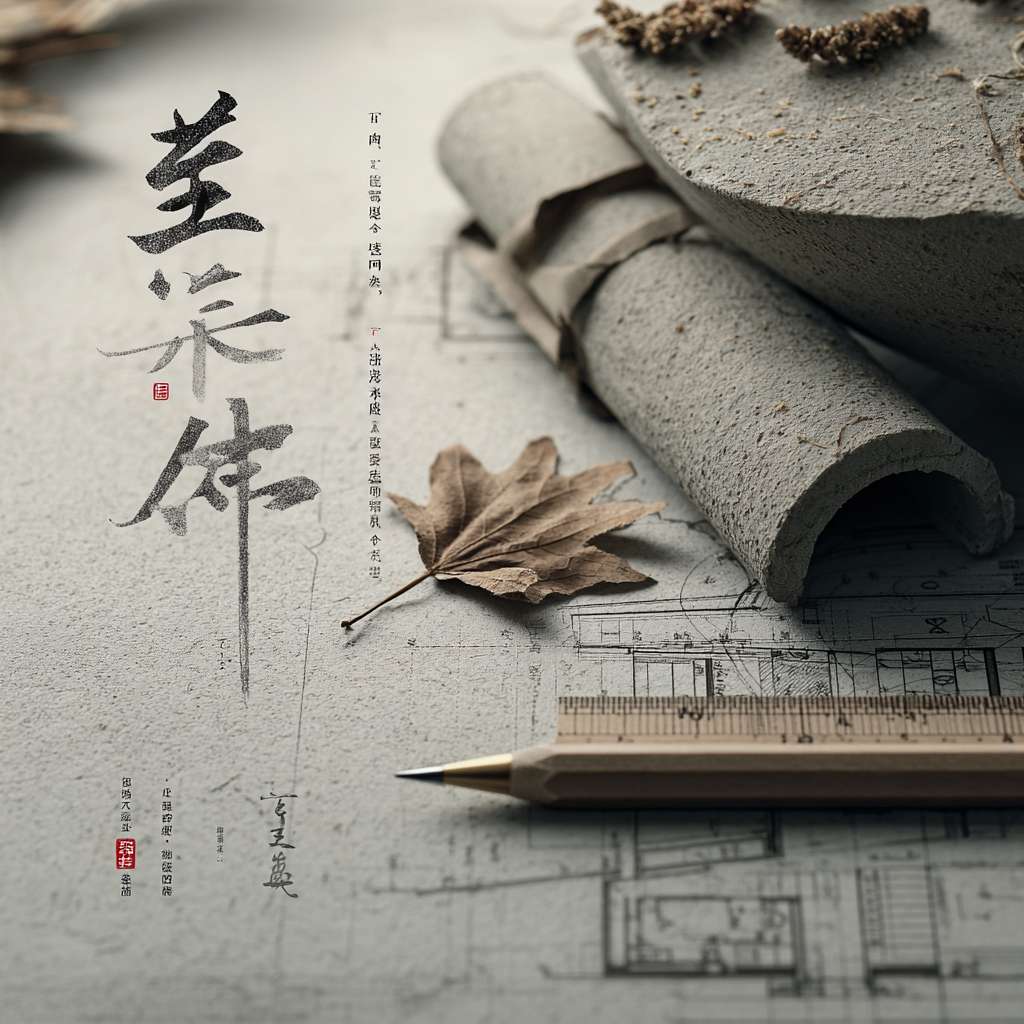 视觉焦点： 一张非常有质感的特写照片，可以是建筑水泥的细腻纹理、木质模板的印记、或是一把干净的黄铜尺规躺在建筑设计图上。图上可能有一片枯叶或几粒麦穗。
文案排版：

主标题： 处暑 丨 收夏色，动秋声

副标题： 热度沉淀，品质浮现

主体文案： 告别盛夏的喧嚣，沉淀匠心，于秋日静默中，雕琢每一寸空间。 [公司名称]，与您共筑美好未来。

公司Logo 采用烫金或压印效果，低调地放在角落。
配色： 高级灰、水泥色、暗金色、黑色。
风格： 突出建筑的肌理、材料的质感和行业的精密特性，显得非常专业、可靠、有内涵。

（效果描述：海报看起来像一本高端杂志的封面，充满了触感和细节，让人立刻感受到公司对质量和细节的追求。） --ar 1:1 --v 7 --stylize 100 --fast --no 水印