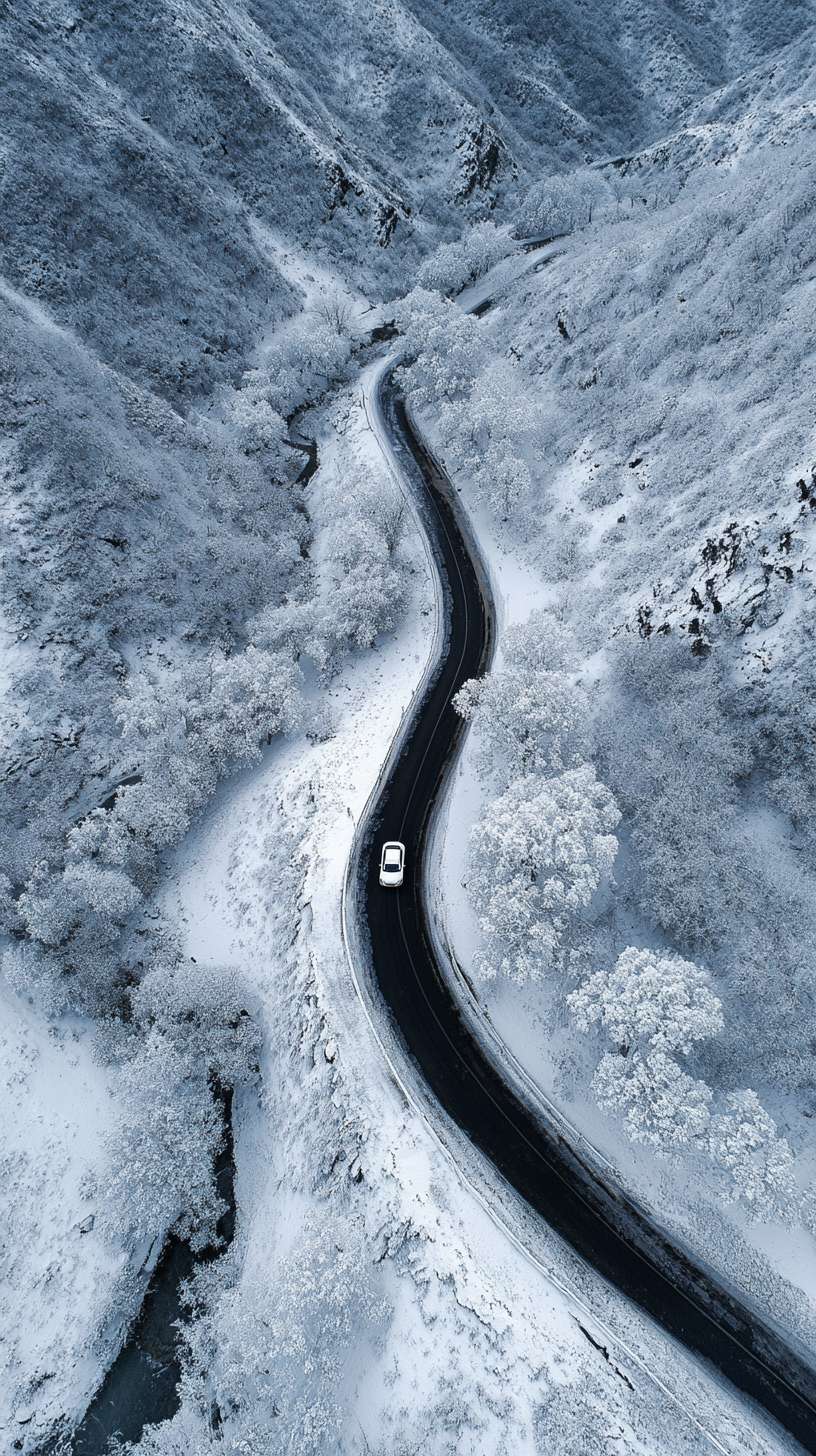 大雪封路的景象 --ar 9:16 --v 7 --stylize 100 --fast --no 水印
