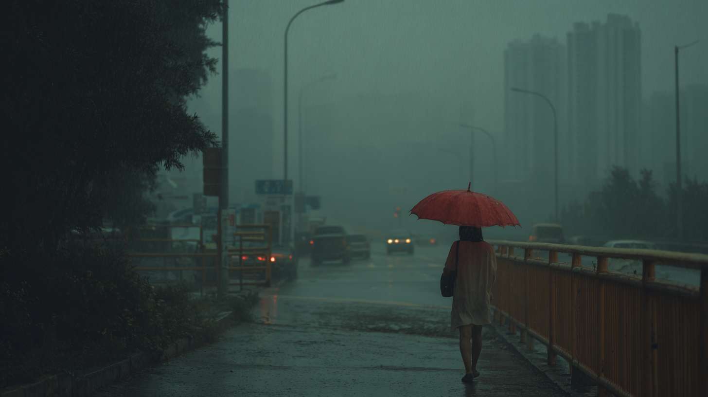 阴雨天气被踢走 --ar 16:9 --v 7 --stylize 100 --fast --no 水印