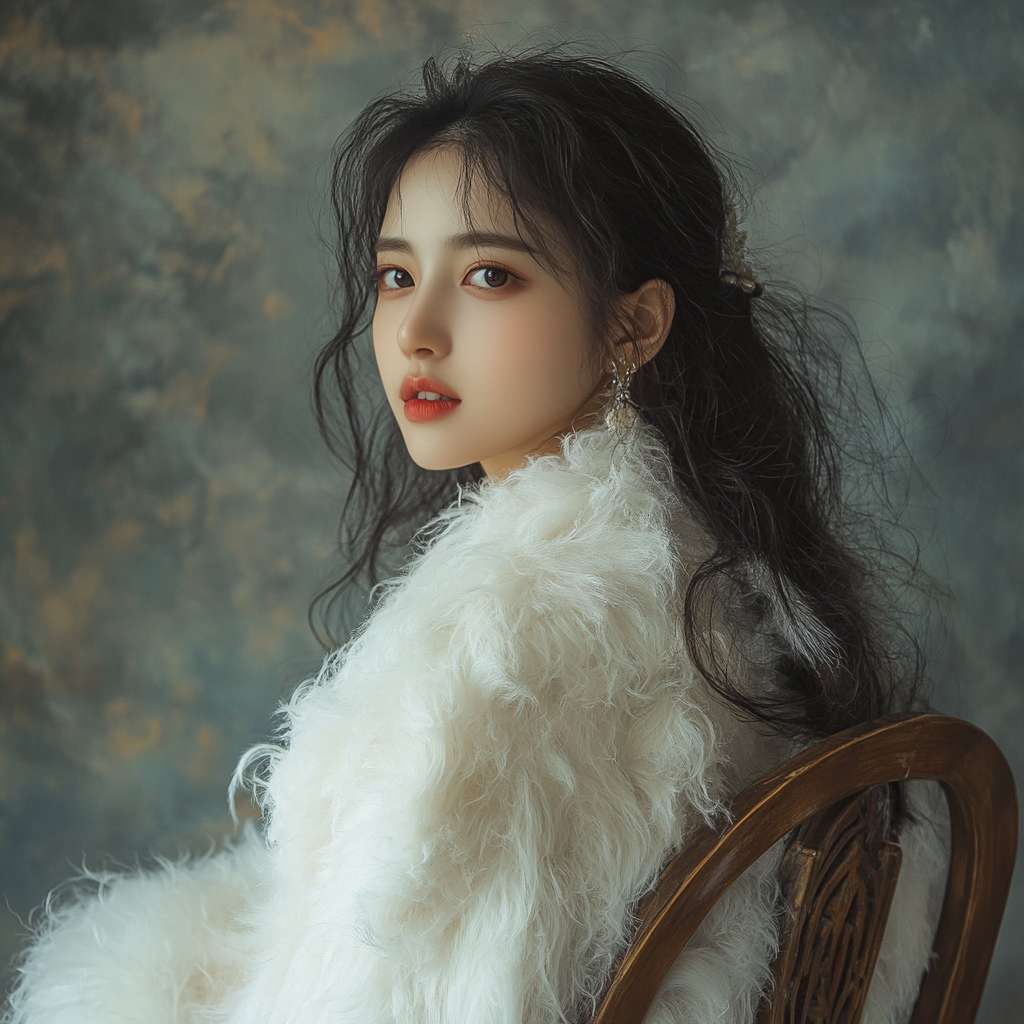 prompt：**Photography style, hot korean model in whirte fur coat, in the
style of romantic impressionism, xiaofei yue, realistic yet romantic, wavy,
1st version, barbizon school, beautiful women, real --ar 1:1 --v 6.1 --stylize 100 --fast