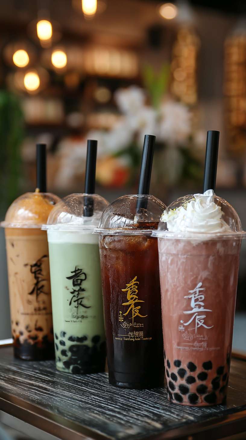 各类奶茶（原味、风味奶茶）、烘焙（奶茶味点心）、冰淇淋、糖果 --ar 9:16 --v 7 --stylize 100 --fast --no 水印