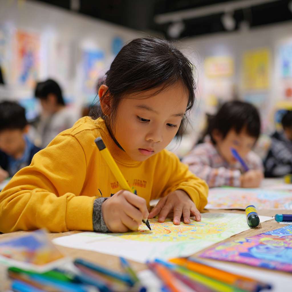 “质量安全”全国少年儿童绘画活动征集通知，活动主题：质绘同年  点亮未来    的一副A3手绘稿 --ar 1:1 --v 7 --stylize 100 --fast --no 水印