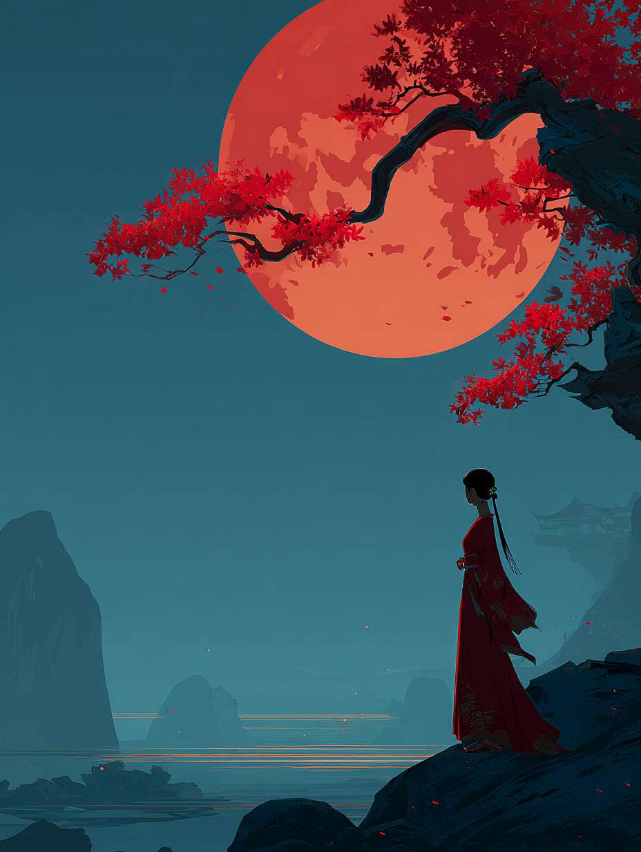 中秋节海报背景图高级感高端，设计感和独特性 --ar 3:4 --v 7 --stylize 100 --fast --no 水印