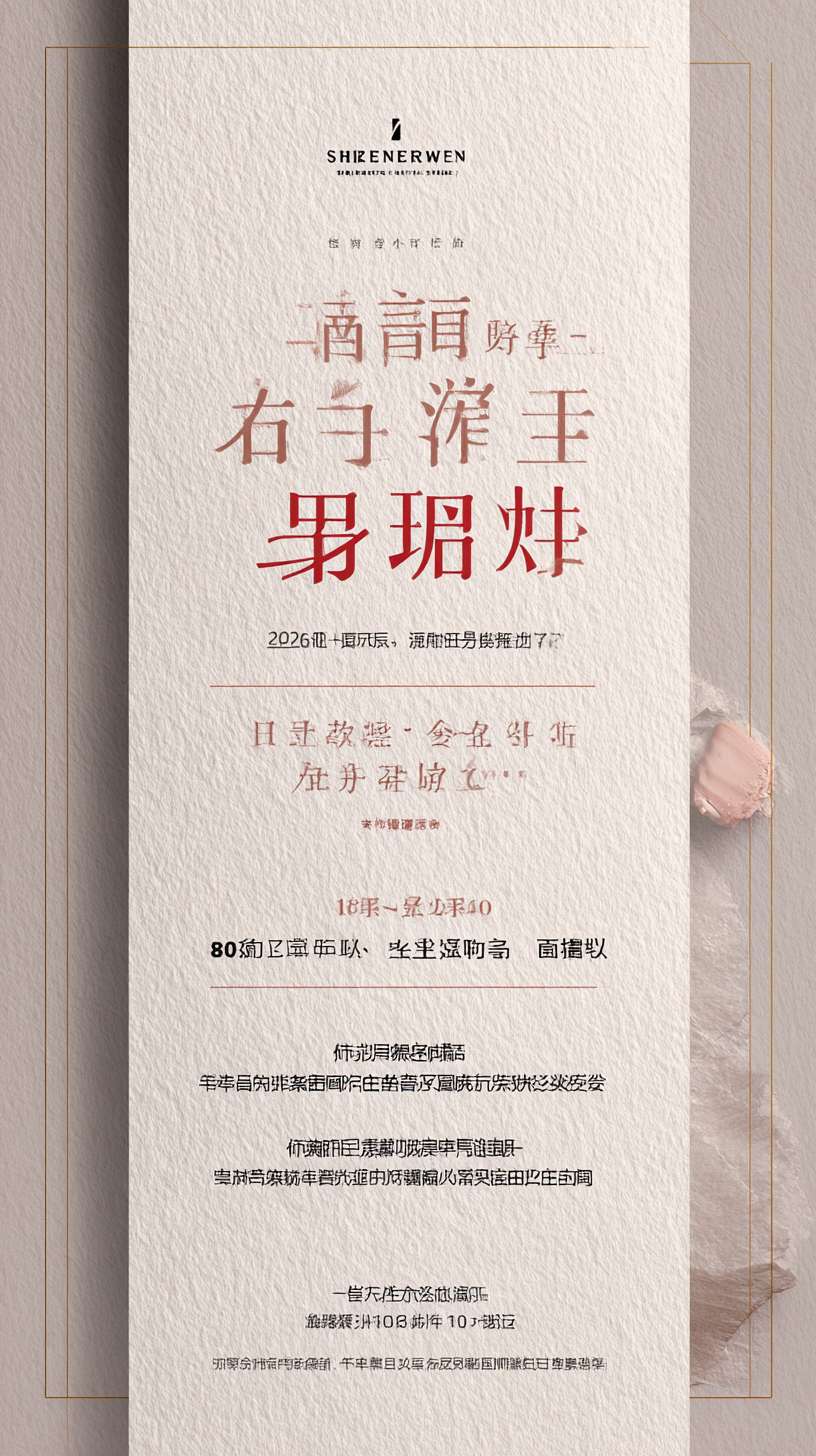 海报图片描述
整体风格:
简约柔和商务风|莫兰迪灰粉背景(#F0EBE5)|山楂红(#C91F37)主色点缀|哑光纸质感
分层结构
1. 顶部主标题区(20%画面)
主标题:粗体手写艺术字 「破局增长」(山楂红 #C91F37,带细微米白纸纹阴影)
副标题:衬线字体 “全国销售案例分享会”(深灰 #5A5A5A)
底衬双标语:
🔹 第一行:“来自全国各区域的打法与思考”(浅豆沙 #B8A99A)
🔹 第二行:“一起交流、复盘、找到增长的更多解法”(山楂红渐变,字号略大)
装饰:标题底部有极细金色分隔线(1px)
2. 核心内容区(60%画面,垂直三模块)
浅灰底(#F5F1EC)配莫兰迪色标题栏,模块间距8%
模块头:分享排期 8.22场 + 细虚线分隔符(山楂红)
东区模块(陶土粉 #D4B8B4 标题栏)
东区|上海特渠开发案例分享
主讲人:刘红振 8/22 17:00-17:30
图标:微型外滩剪影 + 齿轮连接线
南区模块(灰豆绿 #A8C1B2 标题栏)
南区|20万大商渠道深挖培养计划
主讲人:刘张诚 8/22 17:50-18:00
图标:向上阶梯 + 金币堆叠
重客模块(燕麦色 #D9C8B4 标题栏)
重客|从货架到口碑:好望水×KKV
渠道深耕的破局之路
主讲人:缪杨 8/22 18:00-18:30
图标:对话气泡环绕货架
3. 底部功能区(20%画面)
纯色底(#E8DFD6)配山楂红文字:
参会方式:线上飞书会议 | 面向对象:渠道中心所有伙伴
右上角:企业LOGO预留区(圆形透明框,直径占画面宽度12%)
右下角:产品图预留区(好望水瓶身线框轮廓+山楂红投影)
装饰:飞书LOGO微型图标居左
氛围与细节
动态元素:
背景飘散半透明橙白光粒(大小0.5%-2%,从底部30°角上浮)
标题字边缘有纤维纸纹肌理(模拟艺术纸印刷)
光影控制:
模块投射极浅阴影(透明度10%,偏移2px)
山楂红元素添加磨砂金属反光
品牌融合:
所有分隔线/图标描边使用山楂红
模块标题栏色相与主色系协调(降低饱和度 --ar 9:16 --v 7 --stylize 100 --fast --no 水印