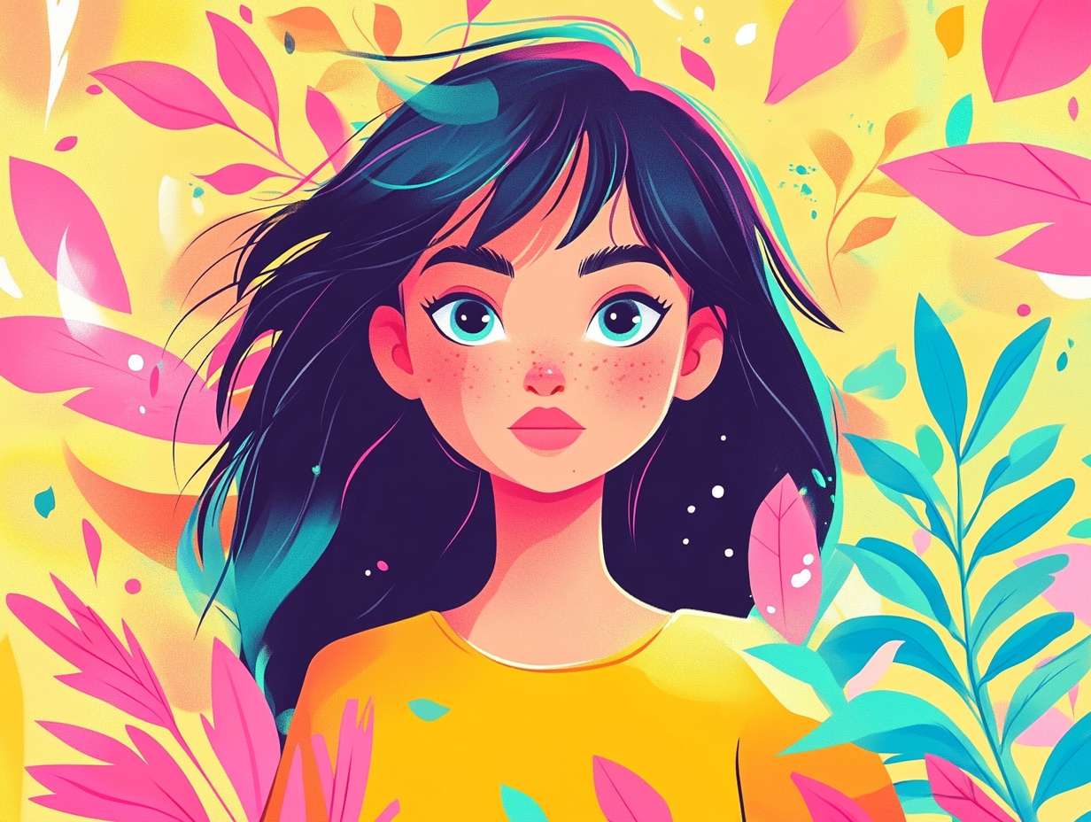 活力满满的少女，卡通插画 --ar 4:3 --v 6.1 --stylize 100 --fast