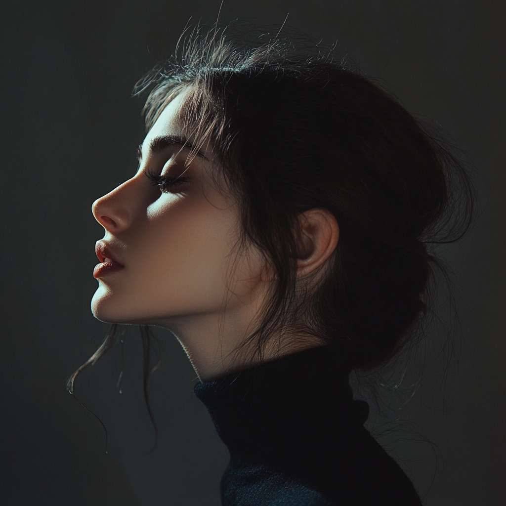 给我一些女性头像唯美的侧脸 --ar 1:1 --v 6.1 --stylize 100 --fast
