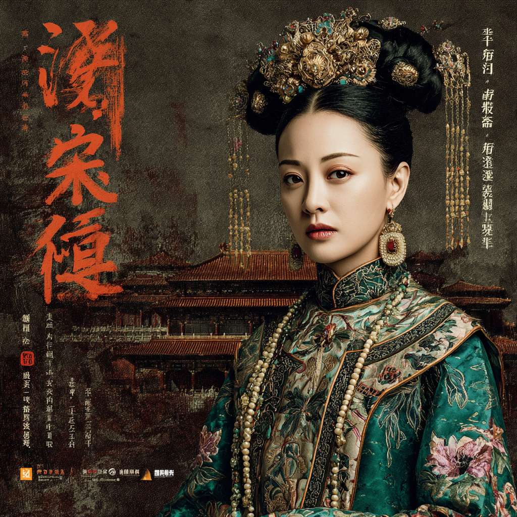 设计一张宫斗小说封面宣传海报，皇宫院落，女子 --ar 1:1 --v 7 --stylize 100 --fast --no 水印