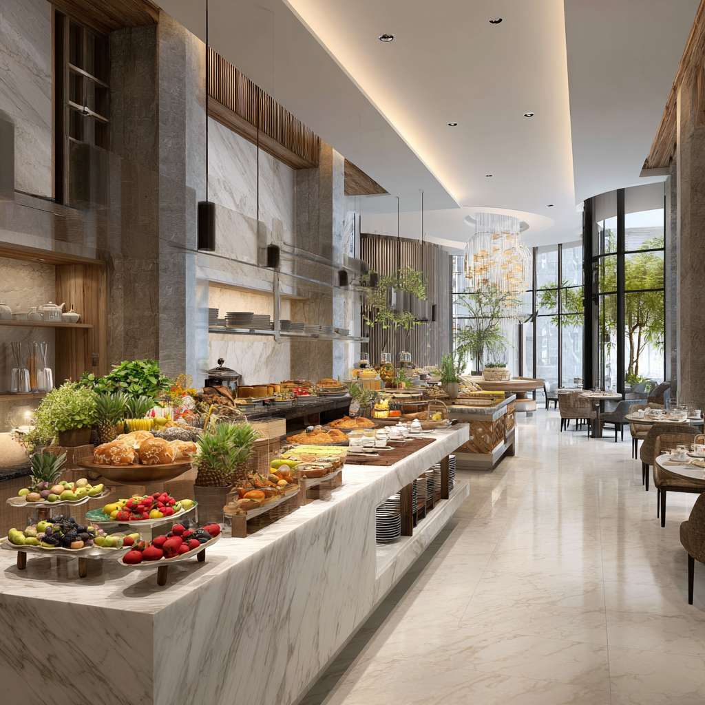 酒店早餐高清图片 --ar 1:1 --v 7 --stylize 100 --fast --no 水印