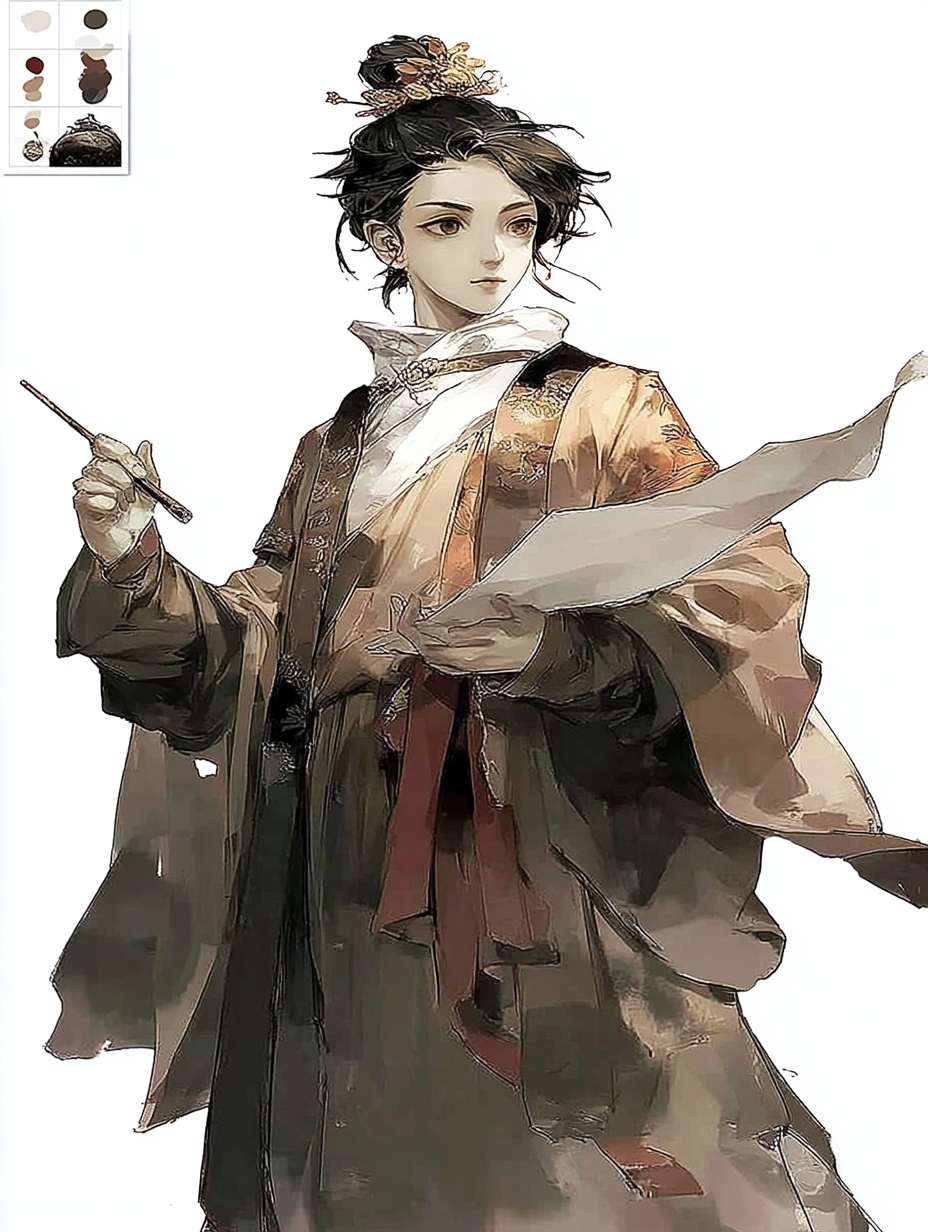 画一个 李斯 文臣 手拿奏折 单独一个男角色  色彩饱满一些 颜色随机 加点蓝色 全身图 --ar 3:4 --v 7 --stylize 100 --fast --sref https://img-xpc-mj0.xpccdn.com/prod/upload/f68c286b-ab9c-42f4-9ab8-b7d904dbd2a6/ee86053f8958c67667af00e65d12ef51.png~tplv-5yakomv5zn-auto-v1%3A1024%3A0%3Aq75.jpg::6 https://img-xpc-mj0.xpccdn.com/prod/txt2img/d57c25a4-5b9d-4403-9762-bb19007e5e65/283f9c65-4dde-41d2-bcf6-2168bea8a377_0_1.png~tplv-5yakomv5zn-auto-v1%3A1024%3A0%3Aq75.jpg::5 --sw 550 --no 水印