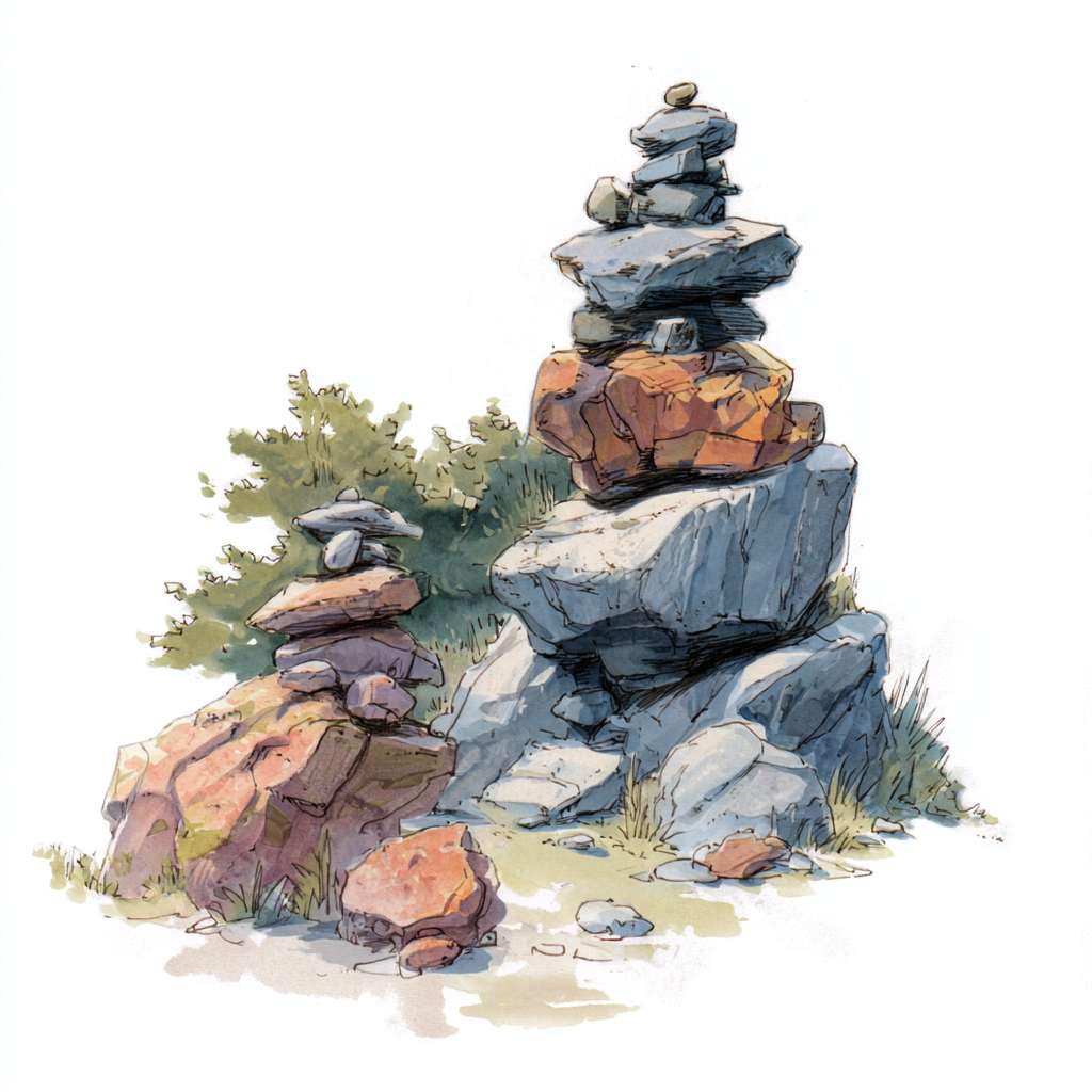 生成手绘风石头，要求自然生成的石头，很小，不是很高，有颜色，没有背景，是很普通的石头，手绘风，俯视视角 --ar 1:1 --v 7 --stylize 100 --fast --no 水印