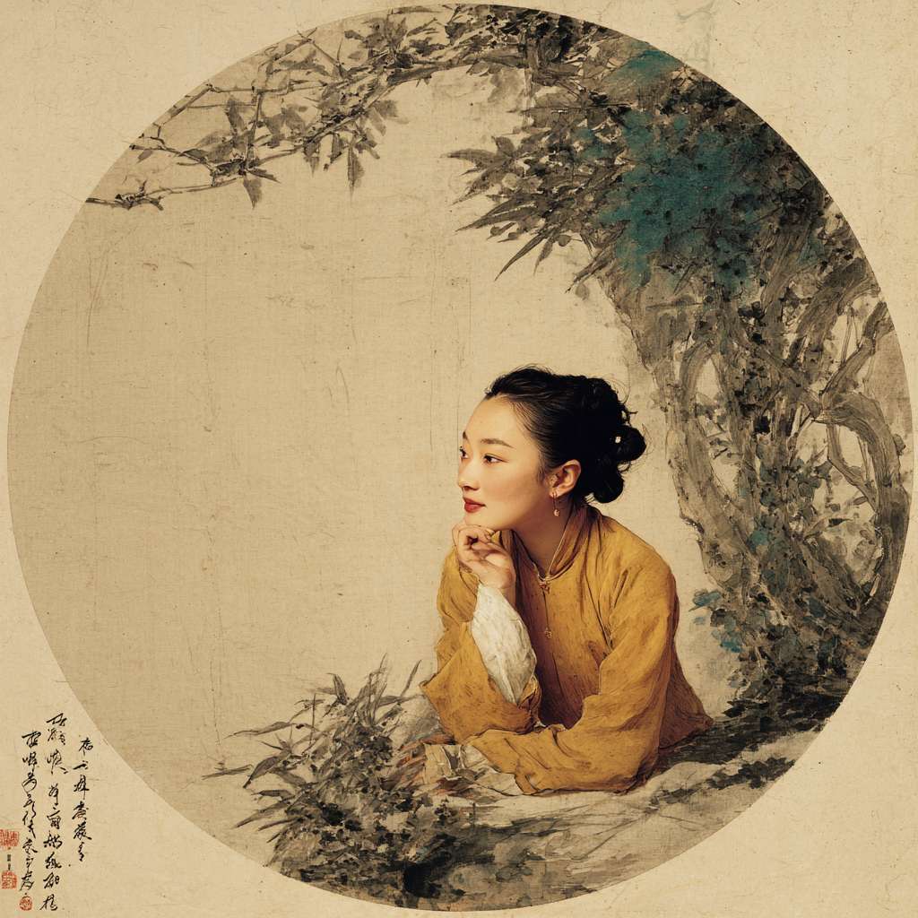 高级美学，要求画面中必须要有一个明亮的墨绿色主体，可以是是人也可以是物，构图简洁大胆 --ar 1:1 --v 7 --stylize 100 --fast --no 水印