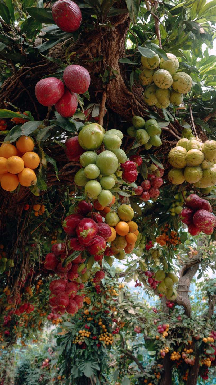 云南水果园里一眼望去都是硕果累累 --ar 9:16 --v 7 --stylize 100 --fast --no 水印