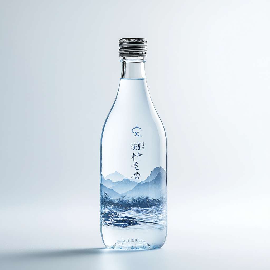 白色背景板上，一瓶农夫山泉标准装矿泉水置于中央，光线均匀洒下，瓶身反光明显。 --ar 1:1 --v 6.1 --stylize 100 --fast