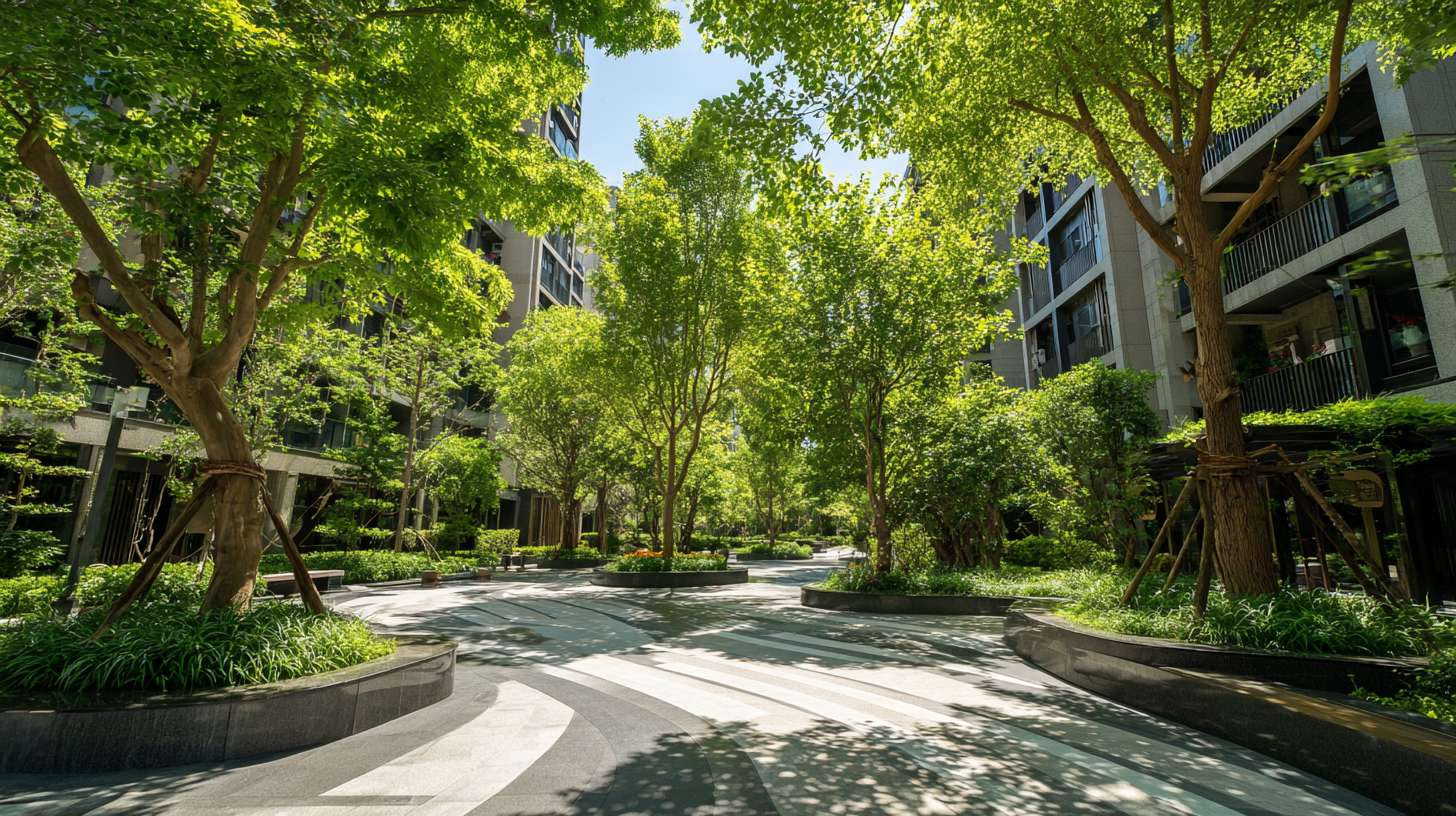 小区内的绿荫市民在树下休憩。新小区近景 --ar 16:9 --v 7 --stylize 100 --fast --no 水印