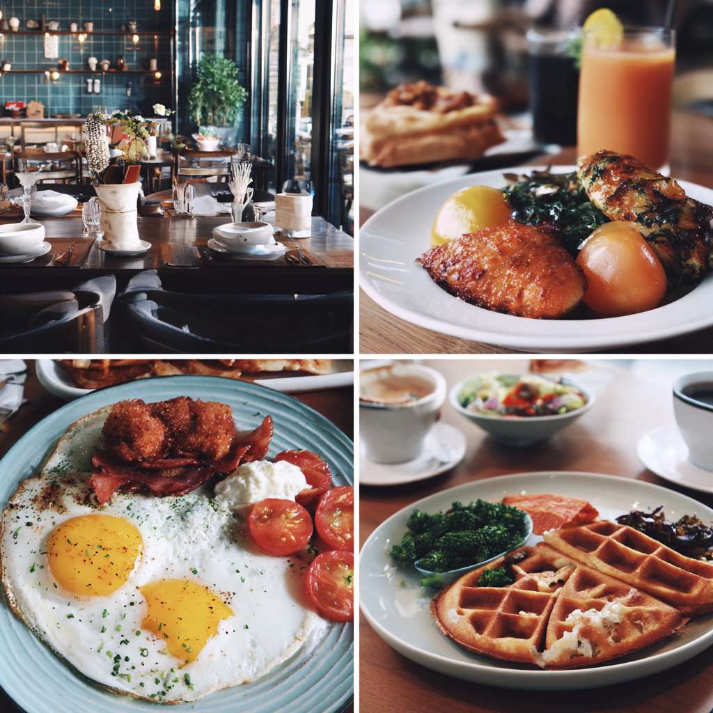 帮我生成十张真实高清酒店餐厅早餐宣传照片 --ar 1:1 --v 7 --stylize 100 --fast --no 水印