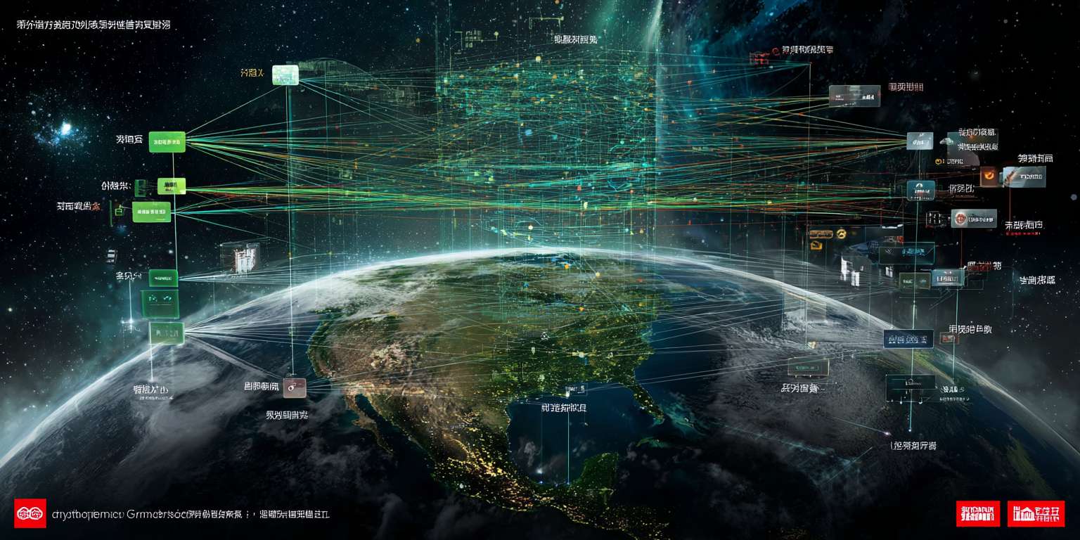 地球与科技线路”的概念，深化为一个关于文明、网络、数据与宇宙关系的宏大叙事。它将地球具体化为一个活着的计算实体，将物联网线路具体化为一个多层次、动态、有智能体穿梭的生态系统，并通过宇宙背景和潜在威胁增添了故事的深度与张力，完全符合您所要求的“非常具体和科技风，信息网络风” --ar 2:1 --v 7 --stylize 100 --fast --no 水印