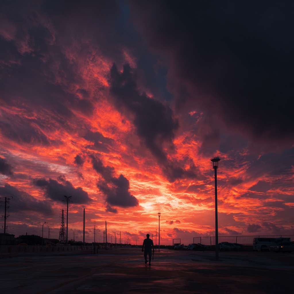 麻烦给我生成一张夕阳的图片 --ar 1:1 --v 7 --stylize 100 --fast --no 水印