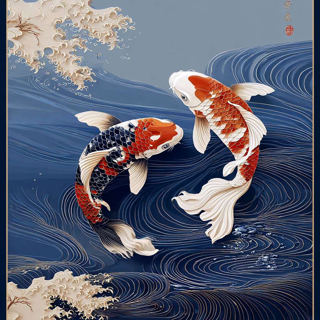 九条锦鲤插画高清，纯黑背景 --ar 1:1 --v 7 --stylize 100 --fast --sref https://img-xpc-mj0.xpccdn.com/prod/upload/c64064a1-5098-43bd-99e2-6aabdda95487/%E4%B9%9D%E9%B1%BC%E8%8D%B7%E8%8A%B1%E5%9B%BE%20%E6%8B%B7%E8%B4%9D.jpg~tplv-5yakomv5zn-auto-v1%3A1024%3A0%3Aq75.jpg --sw 600 --no 水印
