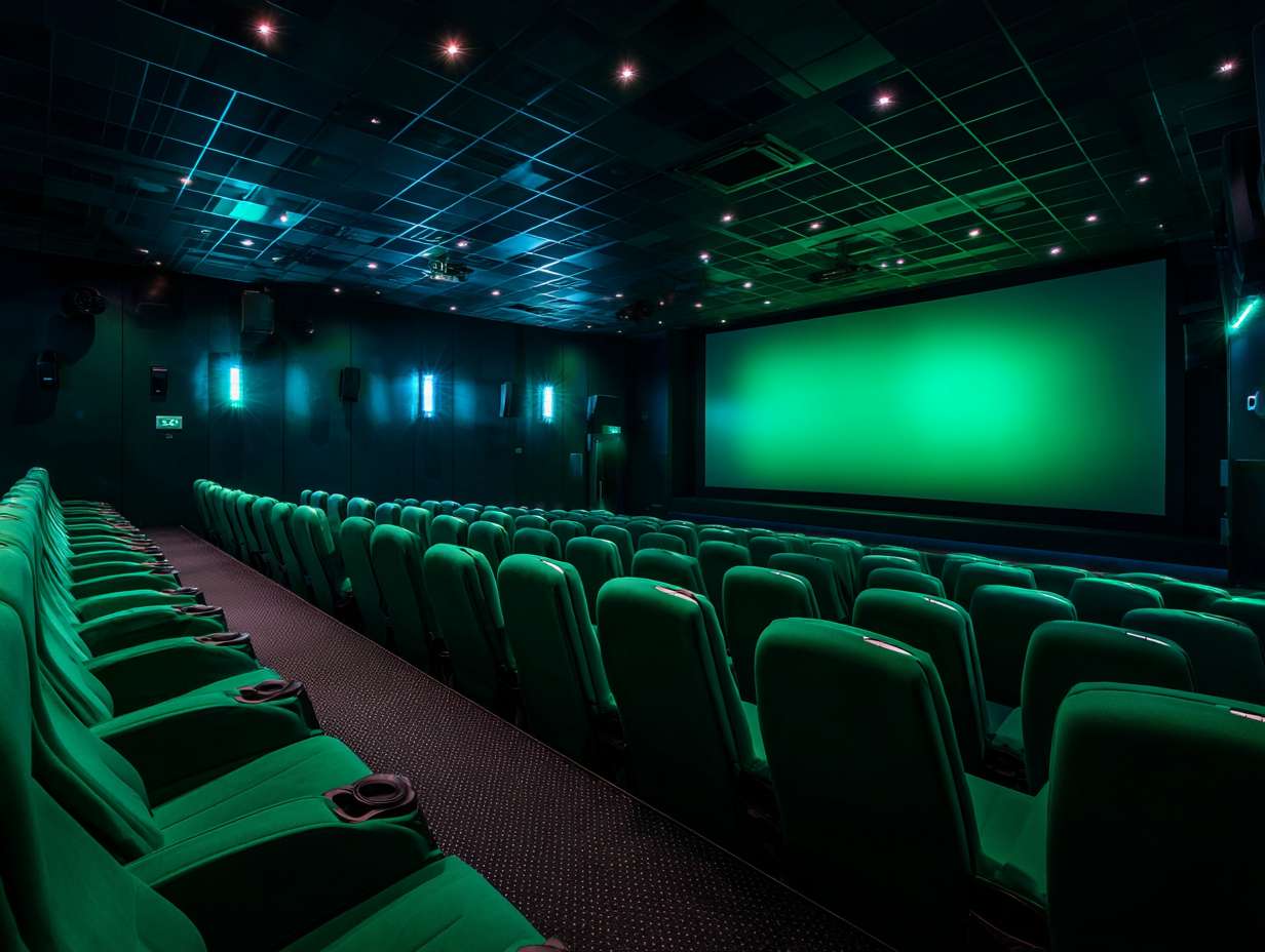 超大型电影院影厅，巨幕影厅高清效果 --ar 4:3 --v 7 --stylize 100 --fast --no 水印