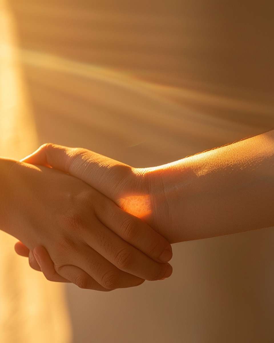 Close-up of Asian hand patting inner elbow crease, red pressure point glow, soft golden light, minimalist medical illustration style, no text --ar 4:5 --v 6 --stylize 100 --fast