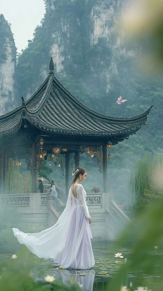 手机用户0325的文生图作品《云雾缭绕仙境，山峦起伏》 - 新片场AI创作