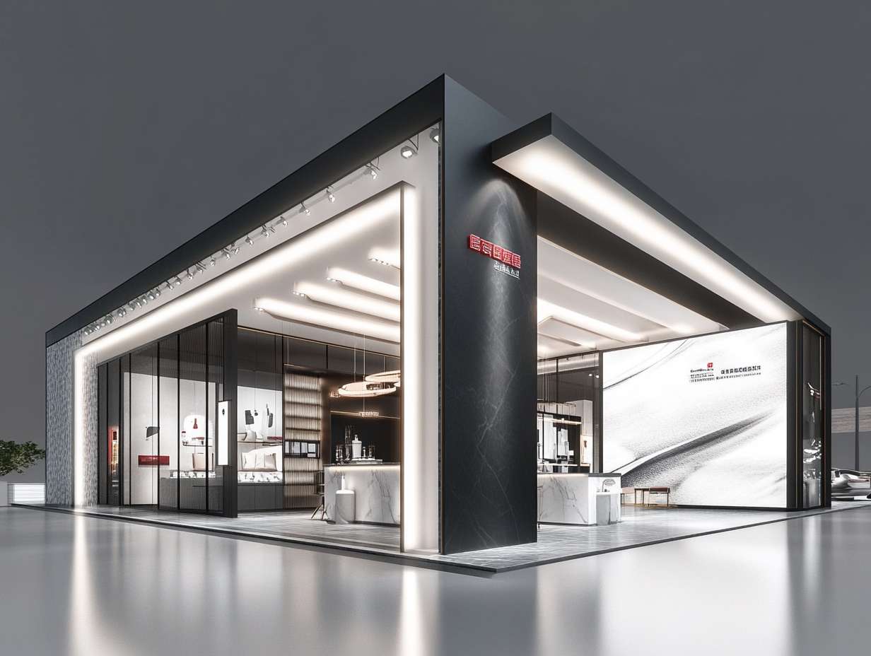 出一份北京老字号展会的展台设计方案，面积180平米，20米*9米，三面长 --ar 4:3 --v 6.1 --stylize 100 --fast