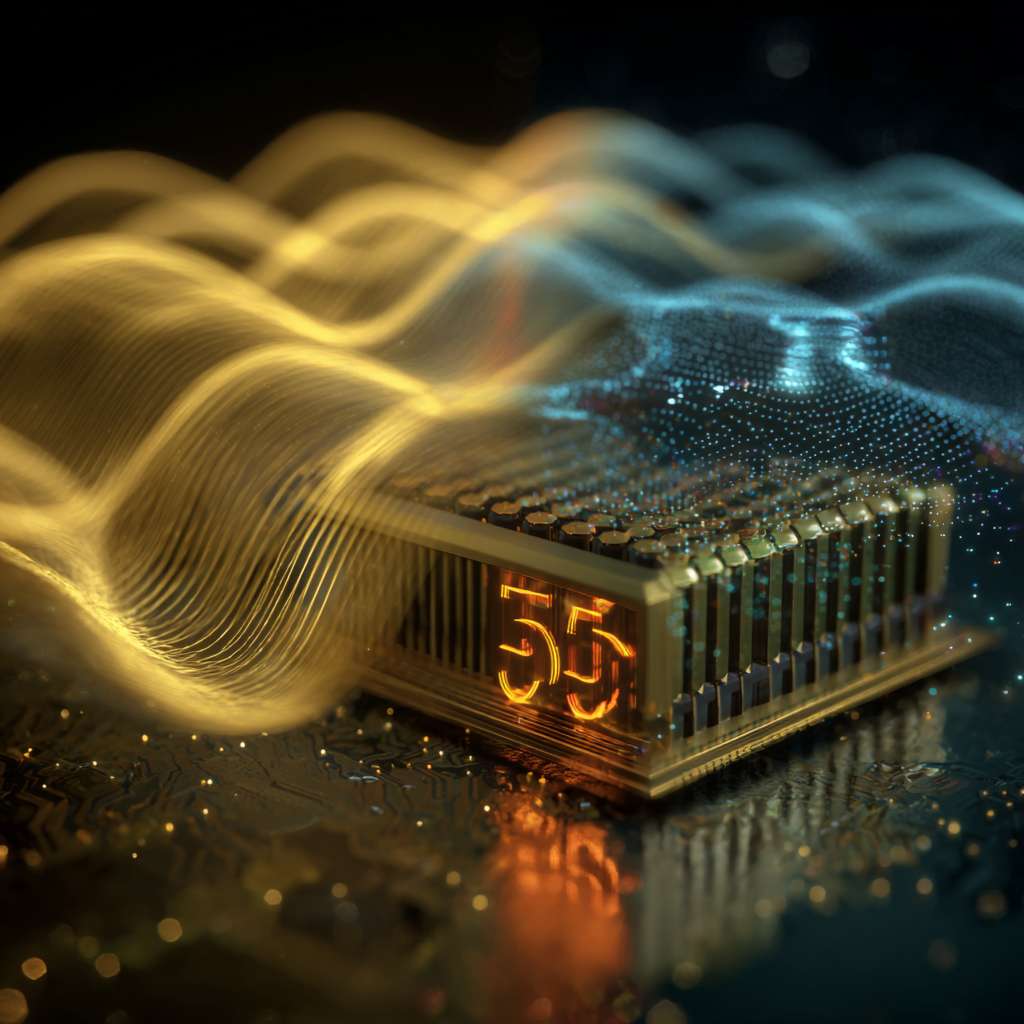 Cyberpunk Chinese business landscape, left side golden e-commerce waves with Alibaba logo connecting globe, right side blue tech gears with Huawei 5G waves penetrating world map, central abacus merging with quantum computer, neon lights showing '51 vs 59', matte metal texture with light effects, ultra HD 8K --ar 1:1 --v 7 --stylize 100 --fast