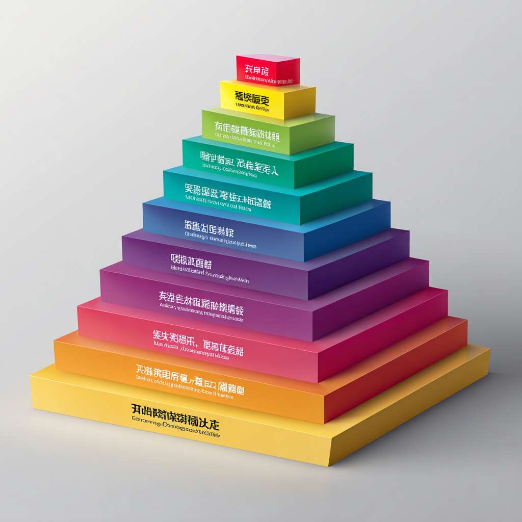 “3D立体金字塔,五层结构,色彩鲜艳渐变(红/蓝/绿/橙/紫),每层居中显示白色中文文本:
顶层(红色):“法律(全国人大)-《建筑法》” + 天平图标
第二层(蓝色):“行政法规(国务院)-《质量管理条例》”
第三层(绿色):“部门规章(部委)-《施工许可办法》”
第四层(橙色):“地方性法规(地方人大)”
底层(紫色):“地方政府规章(地方政府)”。
背景浅色渐变,层次分明,立体感强,风格简洁现代。”
设计要点说明:
层级顺序:自上而下按法律效力由高到低排列,符合法规体系逻辑。
颜色对比:每层使用高饱和度色彩,相邻层颜色差异明显(如红→蓝→绿→橙→紫),增强视觉层次。
文字排版:文字居中,白色字体确保在深色背景上清晰可读,长文本可自动换行。
图标点缀:顶层添加天平图标,象征法律权威。
3D效果:通过立体阴影和渐变背景突出金字塔的纵深感。 --ar 1:1 --v 7 --stylize 100 --fast --no 水印