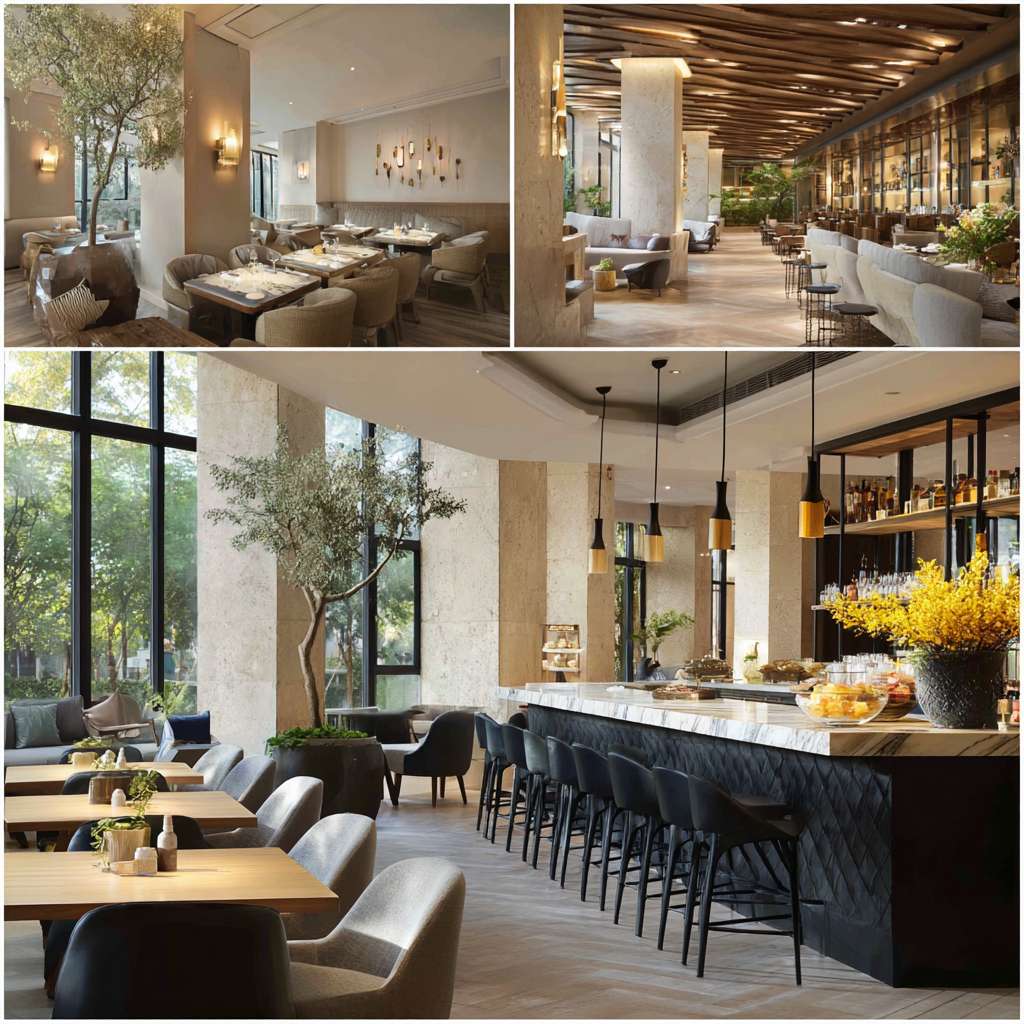 亚朵S酒店餐厅真实早餐宣传图片高清 --ar 1:1 --v 7 --stylize 100 --fast --no 水印