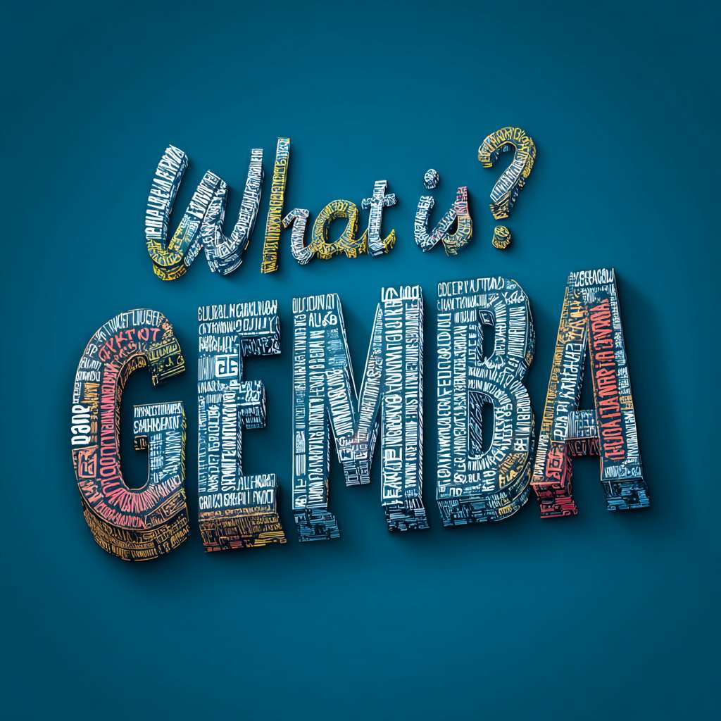 用 "What is GEMBA?"输出一张图，纯色背景，立体文字，立体文字内用全球各个城市的元素，输出比列为16:9 --ar 1:1 --v 7 --stylize 100 --fast --no 水印