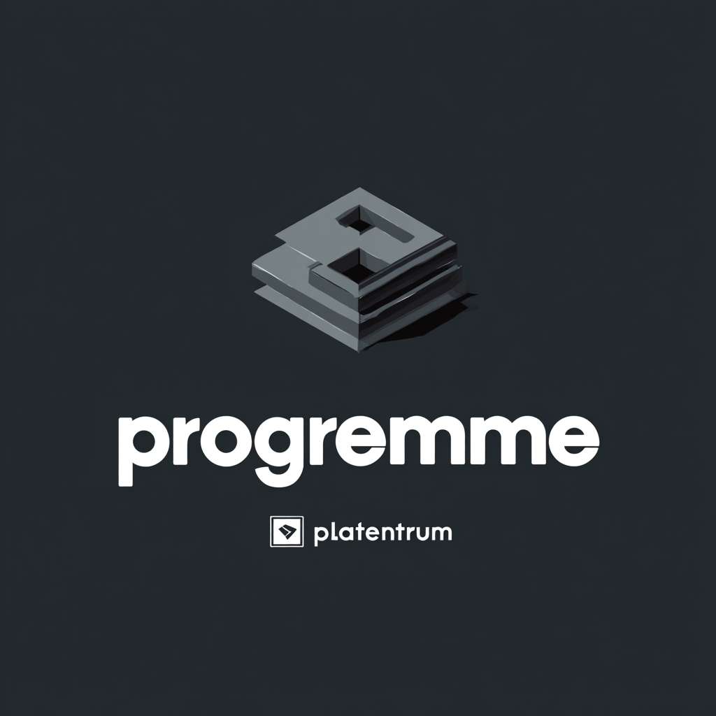 “Programme→Platform” 生成一个立体logo字素材，不改变文字内容，可以直接贴在图上 --ar 1:1 --v 7 --stylize 100 --fast --no 水印
