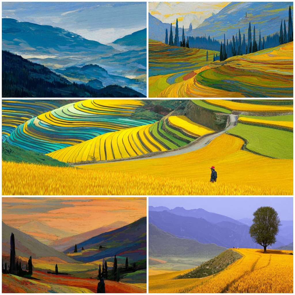 使用金山农民画的元素做一份九宫格表情包 --ar 1:1 --v 7 --stylize 100 --fast --no 水印