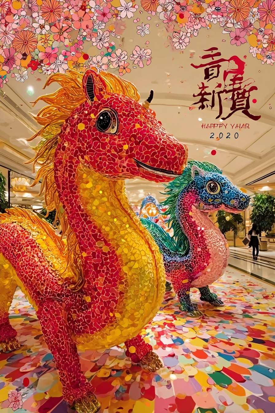 https://img-xpc-mj0.xpccdn.com/prod/upload/d39574cf-7b1c-49d4-b7cd-abe39250d8a9/%E5%BE%AE%E4%BF%A1%E5%9B%BE%E7%89%87_20251021165910_621_31.png~tplv-5yakomv5zn-auto-v1%3A1024%3A0%3Aq75.jpg 请模仿参考图风格，生成马年海报，龙头换成马头，宽957像素，高1278像素 --ar 2:3 --v 7 --stylize 100 --fast --iw 1 --no 水印