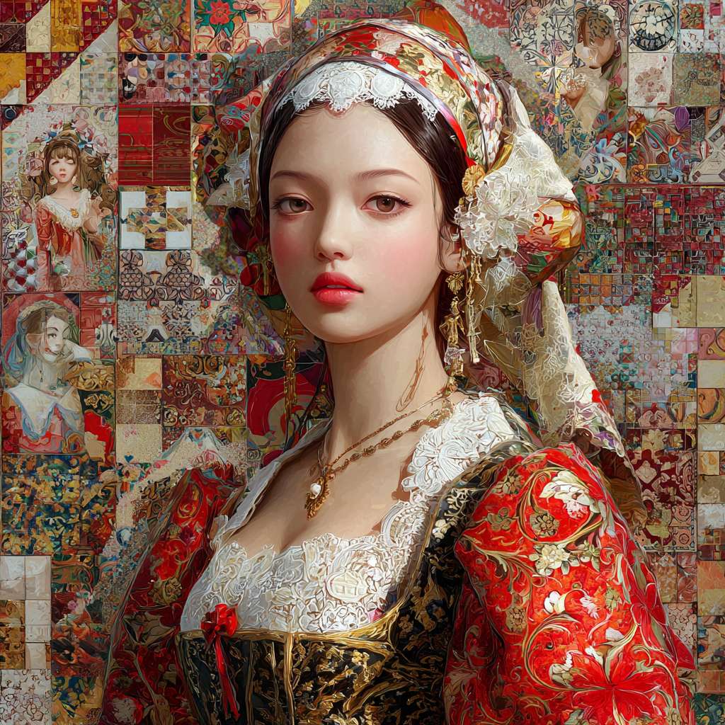 一个美丽的姑娘 --ar 1:1 --v 7 --stylize 100 --fast --no 水印
