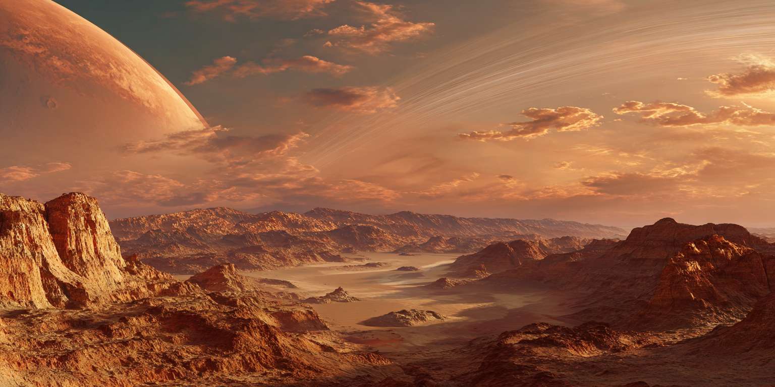 火星环境，火星大峡谷，人视点 --ar 2:1 --v 7 --stylize 100 --fast --no 水印