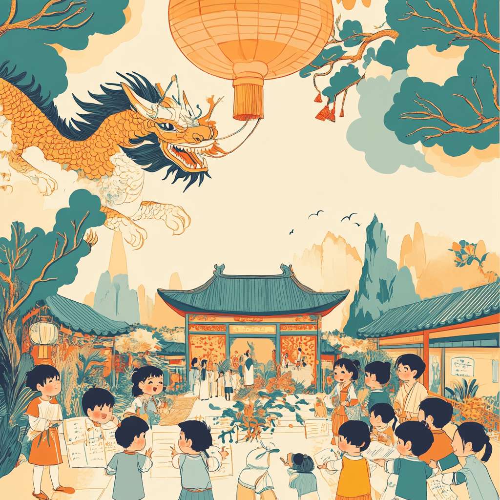 小学生手抄报，线稿图，不需要颜色，中国2025年每月日历，2025年生肖。 --ar 1:1 --v 6.1 --stylize 100 --fast