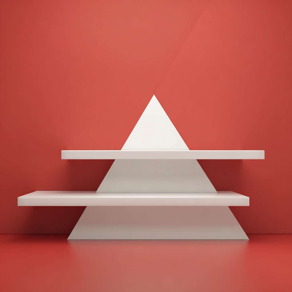 两个独立等腰三角形在下面，一个独立等腰三角形在上面，组成一个新的等腰三角形 --ar 1:1 --v 7 --stylize 100 --fast --no 水印