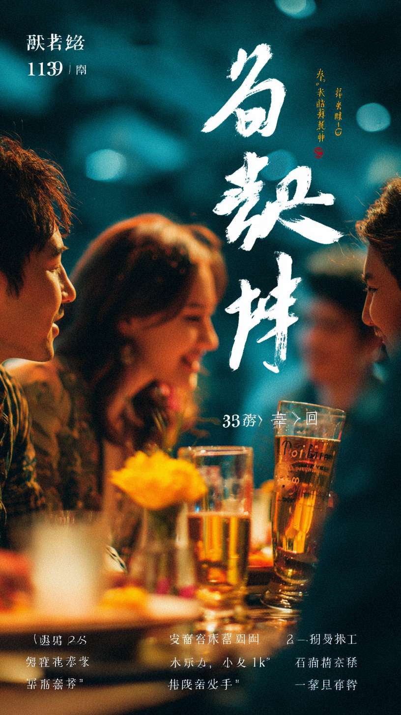 格焦点 + 社交剪影 
背景： 深邃有质感的背景（如深蓝丝绒、暗纹金属、暖调灯光虚化）。 
前景左侧 (显眼位置)：一个巨大的、设计感十足的价格标签图标。 超大、加粗、醒目的字体霓虹灯效果写着酒水价格:百威哈啤雪花新锐动力138元/人和蓝妹漓泉嘉士伯喜力168元/人 小字文案：酒水自由，畅饮无压力 
前景右侧/上方使用风格化的人物剪影或优雅侧影，展现2-3组不同的人在轻松交谈、碰杯、微笑的场景。剪影带有氛围暖黄光晕。
在这些社交剪影之间或上方，加入小心心、对话气泡图标 (气泡里可以是省略号或简短的友好词汇如“Cheers！”、“你好”)。 
核心文案：主标题 (醒目)：低成本，高邂逅！[鸿乐酒吧] 盛大开业！用一杯酒的代价，开启一场浪漫奇遇。 
开业信息：7月10日
营业时间：20:00 - 5:00
地址：东莞市中堂镇北王路中堂段9号1栋102室
并点缀着微小的星光、光斑。不要有错别字。 --ar 9:16 --v 7 --stylize 100 --fast --no 水印